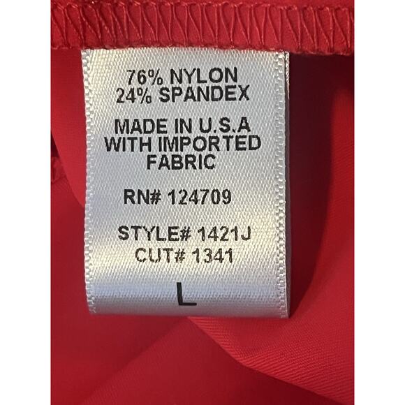 IC By Connie K Jacket Coat •L• Long Sleeve Zip Ruffle Collar Front Zip Red USA - Picture 11 of 12